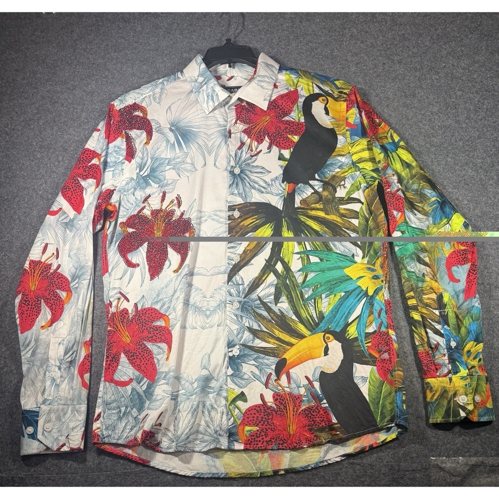 Barabas Men's Long Sleeve Button-Up Shirt with Tropical Toucan  Medium